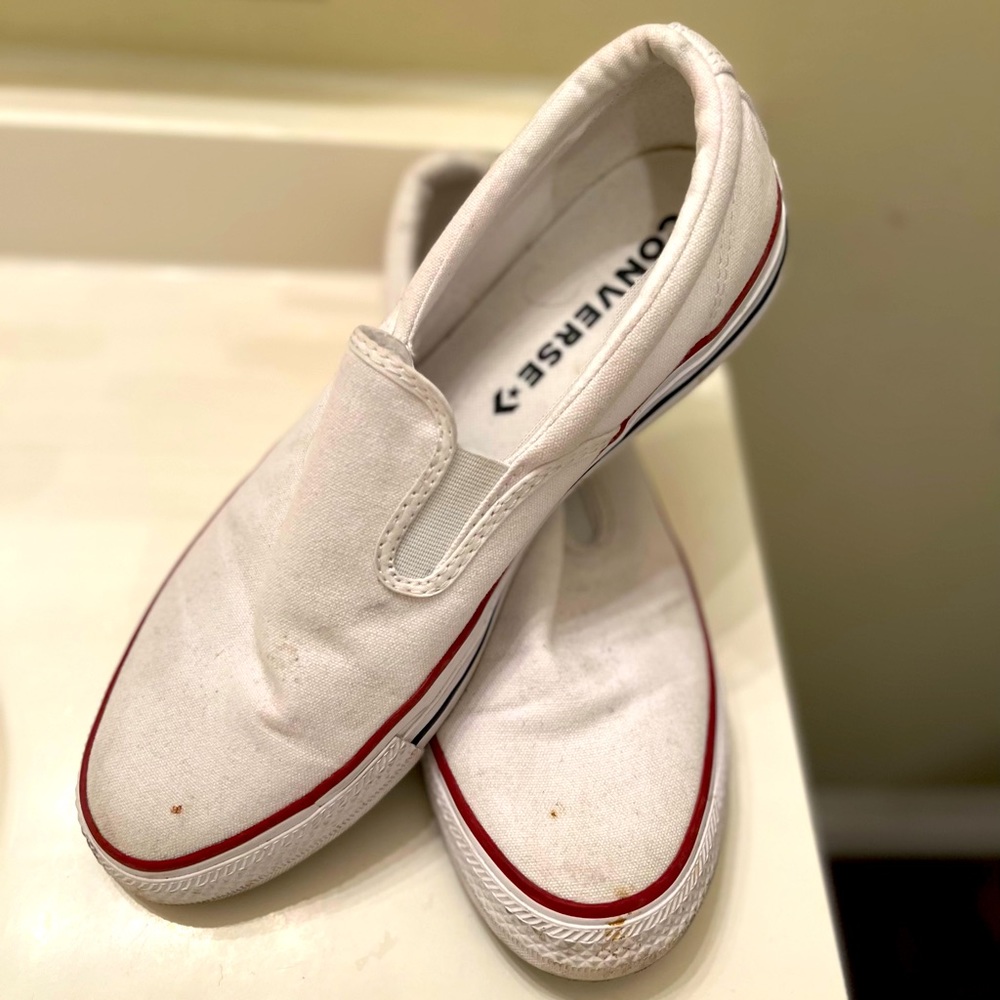 White Converse Slip Ons